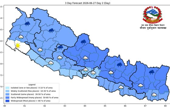 केही प्रदेशमा भारी वर्षाको सम्भावना, सतर्कता अपनाउन आग्रह